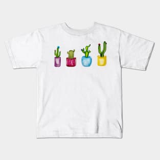 Colorful Flowered Cacti Kids T-Shirt